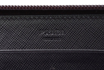 プラダ アウトレット 財布 PRADA 長財布/ラウンドファスナー M506 SAFFIANO/スート PRUGNA【中古】