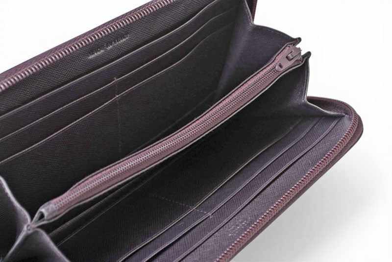 プラダ アウトレット 財布 PRADA 長財布/ラウンドファスナー M506 SAFFIANO/スート PRUGNA【中古】