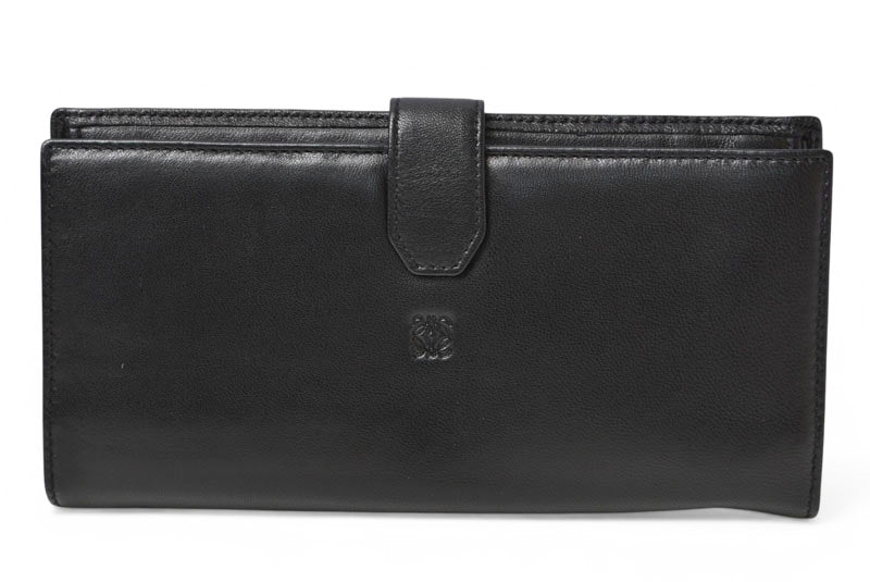 ロエベ 財布 LOEWE 長財布 アナグラム ナッパ/シープスキン ブラック【中古】