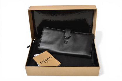 ロエベ 財布 LOEWE 長財布 アナグラム ナッパ/シープスキン ブラック【中古】