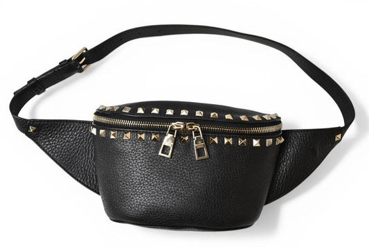 ヴァレンティノ ガラヴァーニ ロックスタッズ ボディバッグ ベルトバッグ RW2B0D15 レザー ブラック ユニセックス VALENTINO GARAVANI【中古】