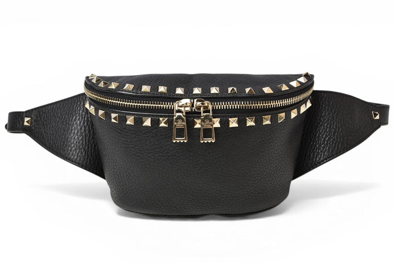 ヴァレンティノ ガラヴァーニ ロックスタッズ ボディバッグ ベルトバッグ RW2B0D15 レザー ブラック ユニセックス VALENTINO GARAVANI【中古】