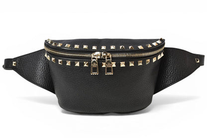 ヴァレンティノ ガラヴァーニ ロックスタッズ ボディバッグ ベルトバッグ RW2B0D15 レザー ブラック ユニセックス VALENTINO GARAVANI【中古】