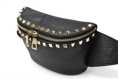 ヴァレンティノ ガラヴァーニ ロックスタッズ ボディバッグ ベルトバッグ RW2B0D15 レザー ブラック ユニセックス VALENTINO GARAVANI【中古】