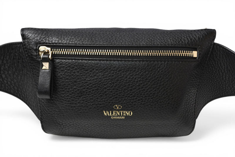 ヴァレンティノ ガラヴァーニ ロックスタッズ ボディバッグ ベルトバッグ RW2B0D15 レザー ブラック ユニセックス VALENTINO GARAVANI【中古】