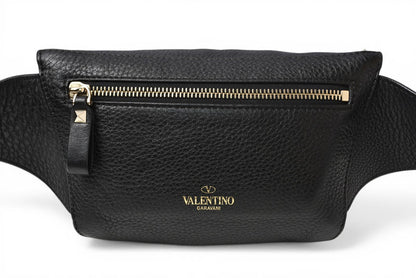 ヴァレンティノ ガラヴァーニ ロックスタッズ ボディバッグ ベルトバッグ RW2B0D15 レザー ブラック ユニセックス VALENTINO GARAVANI【中古】