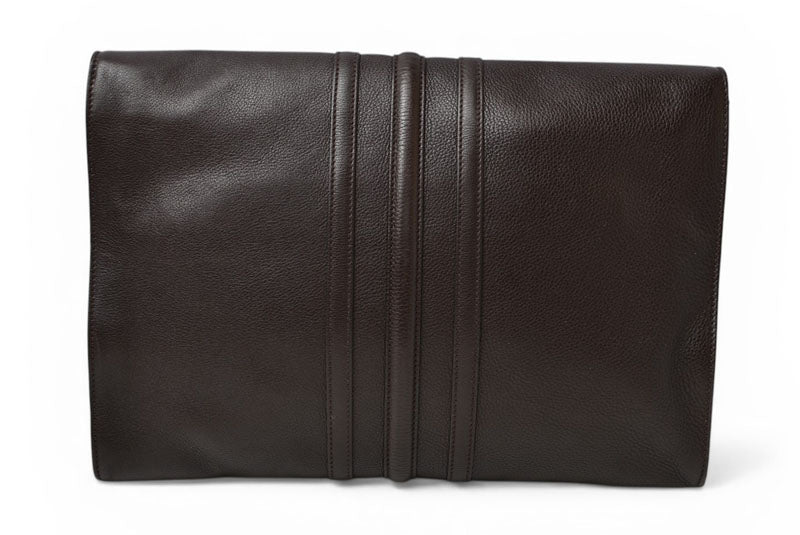 グッチ クラッチバッグ A4対応 GUCCI ヴィンテージ レザー ダークブラウン メンズ ビジネスバッグ 232601【中古】