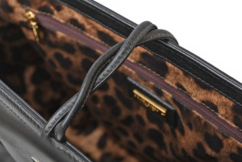 ドルチェ＆ガッバーナ トートバッグ DOLCE&GABBANA ブラック レオパード柄 メンズ レディース D&G【中古】