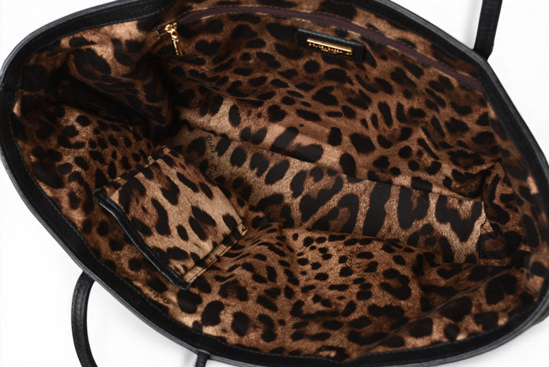 ドルチェ＆ガッバーナ トートバッグ DOLCE&GABBANA ブラック レオパード柄 メンズ レディース D&G【中古】