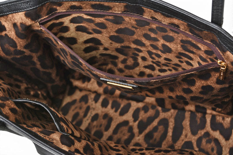 ドルチェ＆ガッバーナ トートバッグ DOLCE&GABBANA ブラック レオパード柄 メンズ レディース D&G【中古】