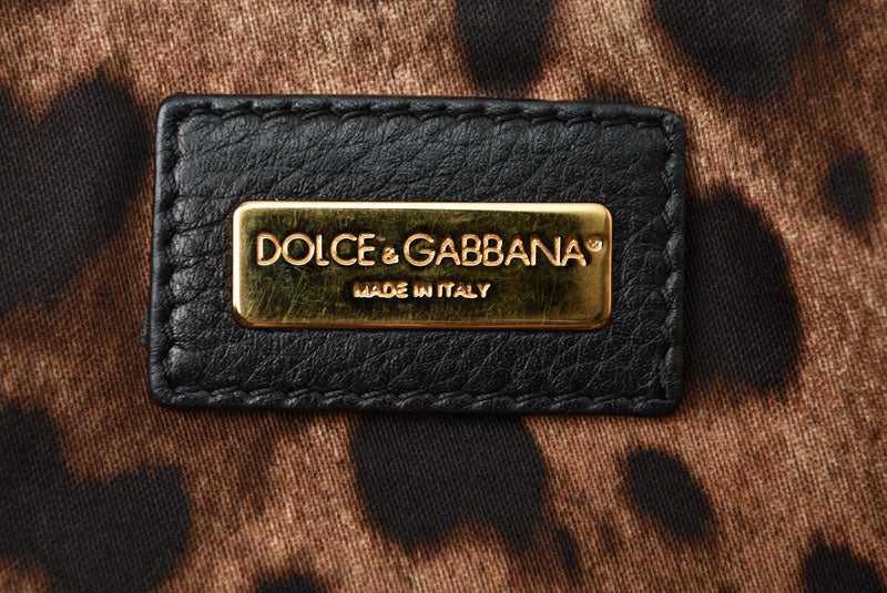 ドルチェ＆ガッバーナ トートバッグ DOLCE&GABBANA ブラック レオパード柄 メンズ レディース D&G【中古】