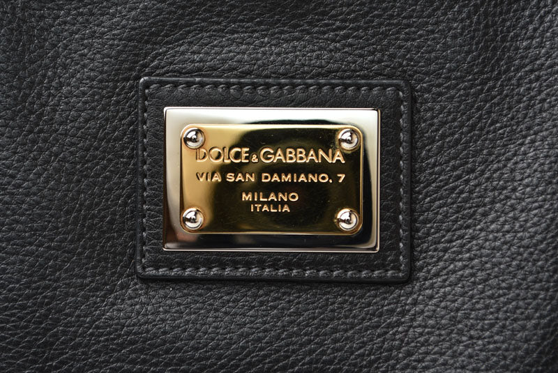 ドルチェ＆ガッバーナ トートバッグ DOLCE&GABBANA ブラック レオパード柄 メンズ レディース D&G【中古】
