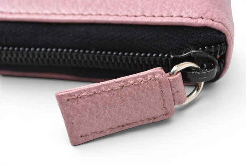 プラダ システム手帳/手帳カバー PRADA ラウンドファスナー レザー ピンク バイブルサイズ レディース【中古】
