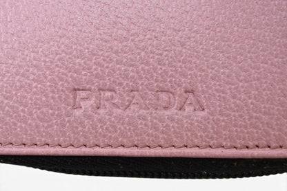 プラダ システム手帳/手帳カバー PRADA ラウンドファスナー レザー ピンク バイブルサイズ レディース【中古】