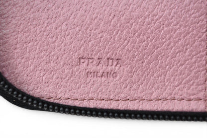 プラダ システム手帳/手帳カバー PRADA ラウンドファスナー レザー ピンク バイブルサイズ レディース【中古】