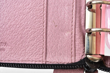 プラダ システム手帳/手帳カバー PRADA ラウンドファスナー レザー ピンク バイブルサイズ レディース【中古】
