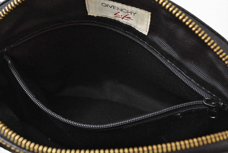 ジバンシィライフ ポーチ GIVENCHY LIFE レザー ブラック ヴィンテージ 化粧ポーチ 小物入れ 【中古】
