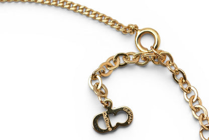 クリスチャンディオール ネックレス Christian Dior ヴィンテージ CDロゴ ラインストーン ゴールド【中古】