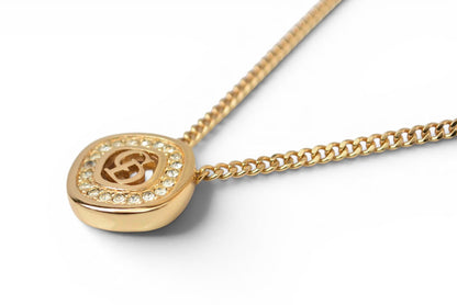 クリスチャンディオール ネックレス Christian Dior ヴィンテージ CDロゴ ラインストーン ゴールド【中古】