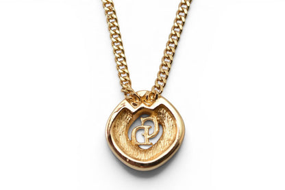 クリスチャンディオール ネックレス Christian Dior ヴィンテージ CDロゴ ラインストーン ゴールド【中古】