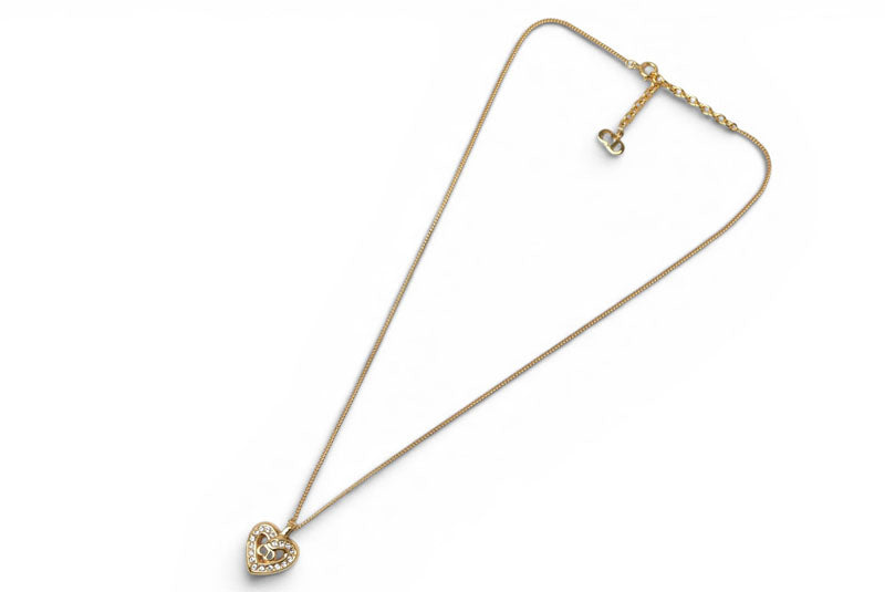 クリスチャンディオール ネックレス/チョカー Christian Dior ヴィンテージ ハートモチーフ ラインストーン ゴールド【中古】