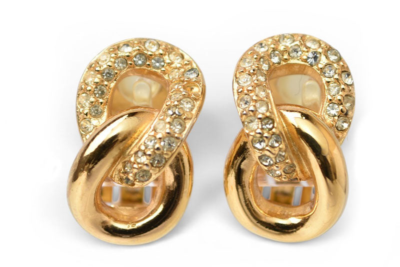 クリスチャンディオール イヤリング Christian Dior ヴィンテージ アクセサリー ラインストーン ゴールド【中古】