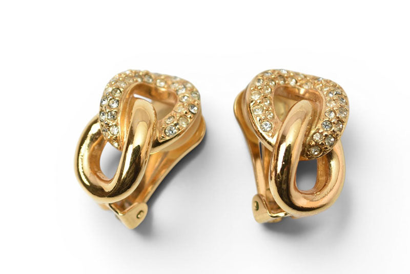 クリスチャンディオール イヤリング Christian Dior ヴィンテージ アクセサリー ラインストーン ゴールド【中古】