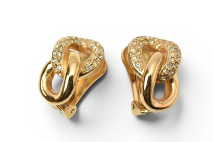クリスチャンディオール イヤリング Christian Dior ヴィンテージ アクセサリー ラインストーン ゴールド【中古】