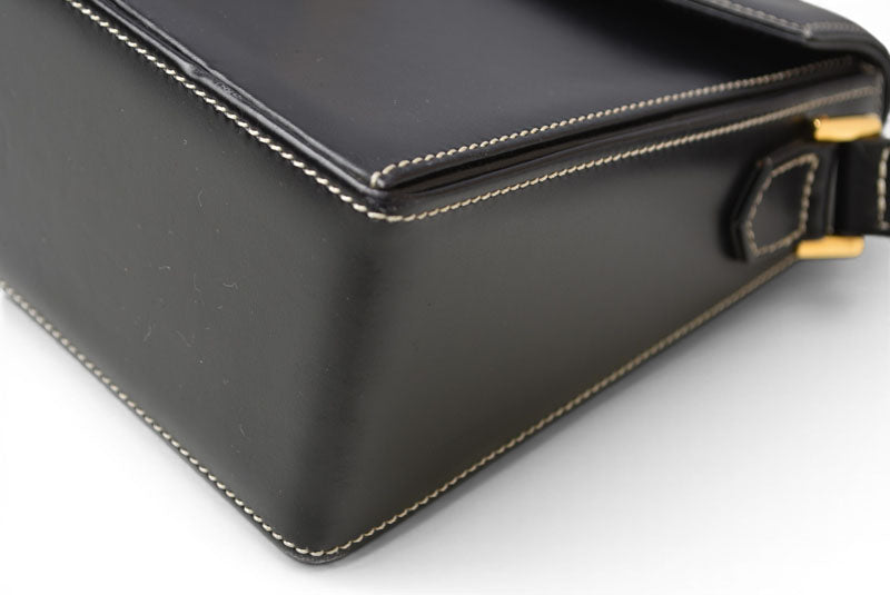 Christian Dior ディオール ヴィンテージ ショルダーバッグ レザー ブラック ゴールド金具 CDロゴ レディース 斜め掛け 【中古】