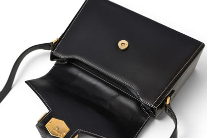 Christian Dior ディオール ヴィンテージ ショルダーバッグ レザー ブラック ゴールド金具 CDロゴ レディース 斜め掛け 【中古】