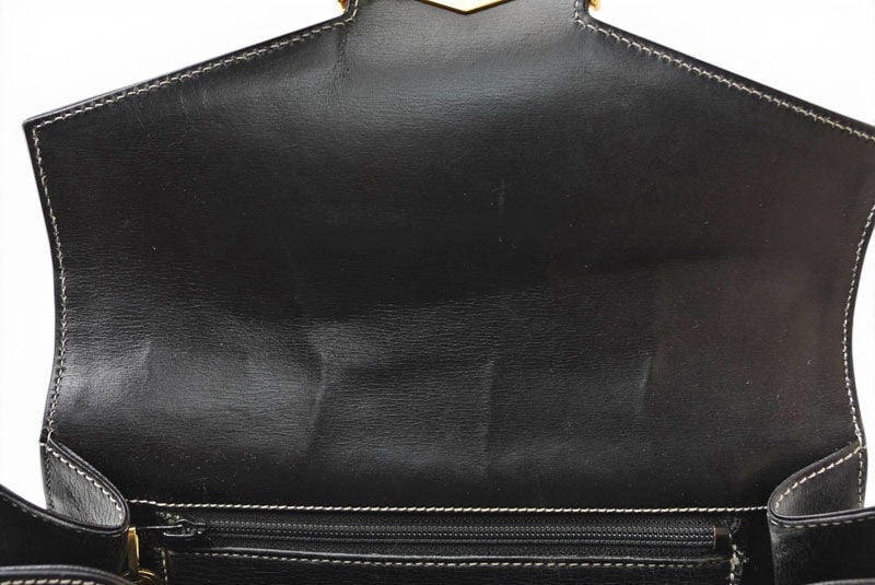 Christian Dior ディオール ヴィンテージ ショルダーバッグ レザー ブラック ゴールド金具 CDロゴ レディース 斜め掛け 【中古】