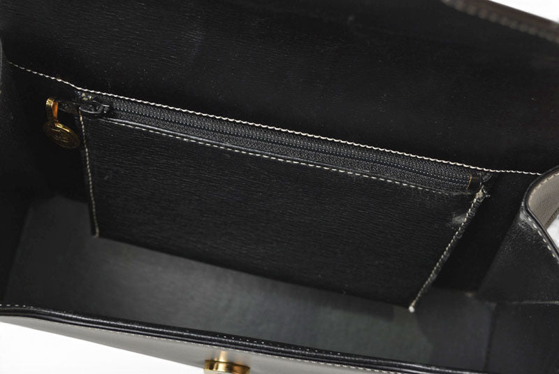 Christian Dior ディオール ヴィンテージ ショルダーバッグ レザー ブラック ゴールド金具 CDロゴ レディース 斜め掛け 【中古】