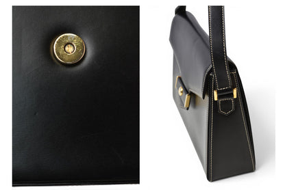 Christian Dior ディオール ヴィンテージ ショルダーバッグ レザー ブラック ゴールド金具 CDロゴ レディース 斜め掛け 【中古】