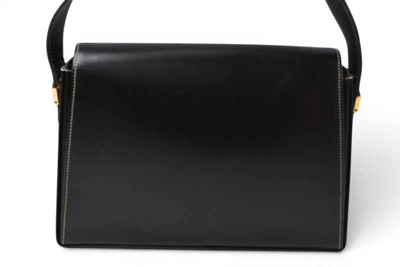 Christian Dior ディオール ヴィンテージ ショルダーバッグ レザー ブラック ゴールド金具 CDロゴ レディース 斜め掛け 【中古】