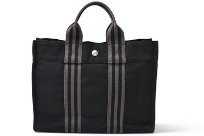 エルメス トートバッグ HERMES フールトゥ トートPM ハンドバッグ キャンバス ブラック/グレー【中古】