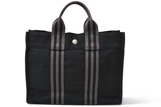 エルメス トートバッグ HERMES フールトゥ トートPM ハンドバッグ キャンバス ブラック/グレー【中古】
