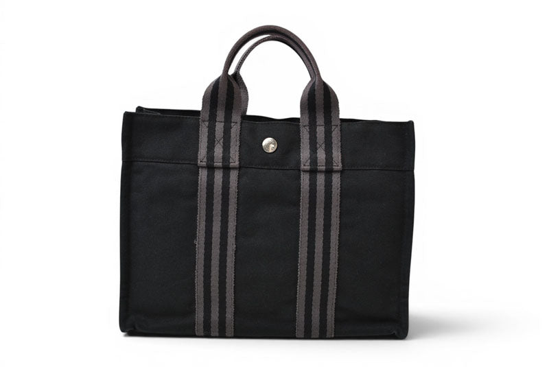 エルメス トートバッグ HERMES フールトゥ トートPM ハンドバッグ キャンバス ブラック/グレー【中古】