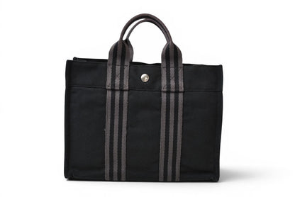 エルメス トートバッグ HERMES フールトゥ トートPM ハンドバッグ キャンバス ブラック/グレー【中古】