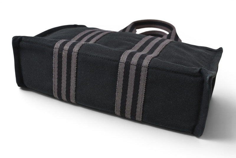 エルメス トートバッグ HERMES フールトゥ トートPM ハンドバッグ キャンバス ブラック/グレー【中古】