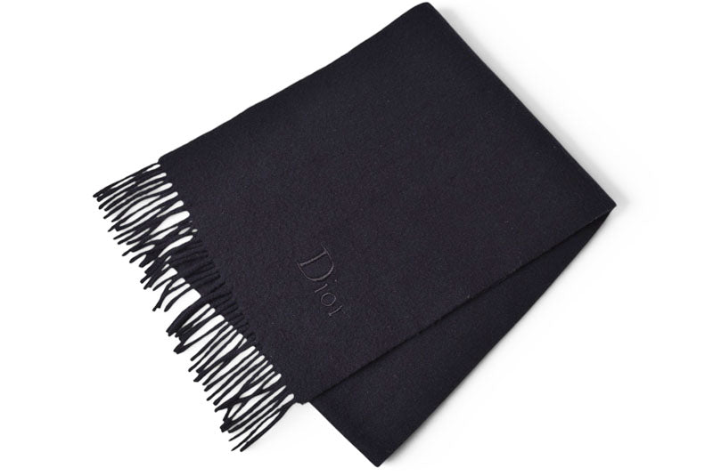 クリスチャンディオール マフラー ヴィンテージ Christian Dior ウインタースカーフ ウール ブラック【中古】