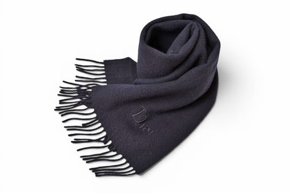 クリスチャンディオール マフラー ヴィンテージ Christian Dior ウインタースカーフ ウール ブラック【中古】