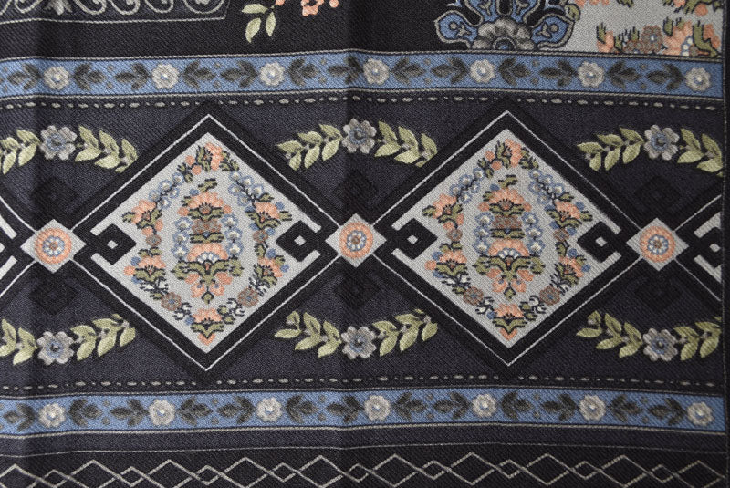 エトロ スカーフ ETRO シルク/ウール ペイズリー イタリア製 グレー/ブルー【中古】