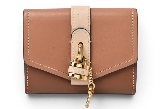 クロエ ミニ財布/ミニウォレット Chloe 折財布 ABY/アビー スモールトリフォールドウォレット ブラウンマルチ【中古】
