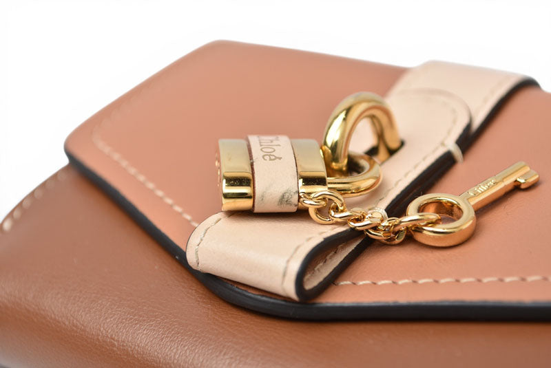 クロエ ミニ財布/ミニウォレット Chloe 折財布 ABY/アビー スモールトリフォールドウォレット ブラウンマルチ【中古】