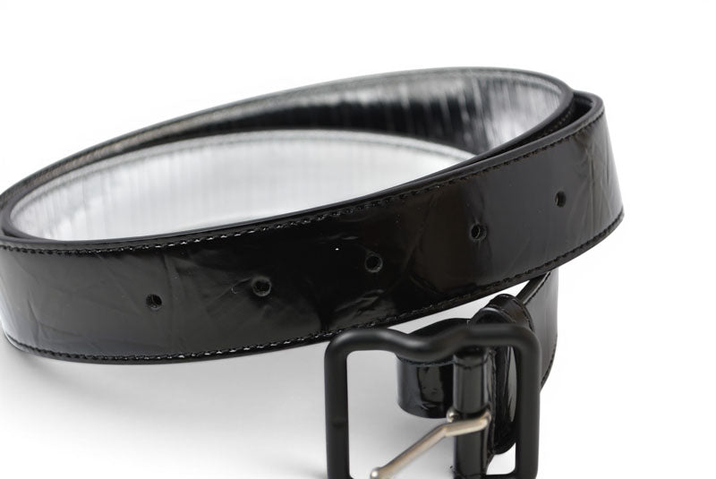 ボッテガヴェネタ ベルト BOTTEGA VENETA パテントレザー サイズ95cm ブラック 691233 メンズ【中古】
