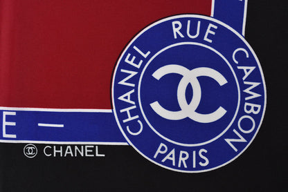 シャネル スカーフ/ストール CHANEL ヴィンテージ ココマーク/COCO 切手柄 シルク ブラック/ボルドー【中古】
