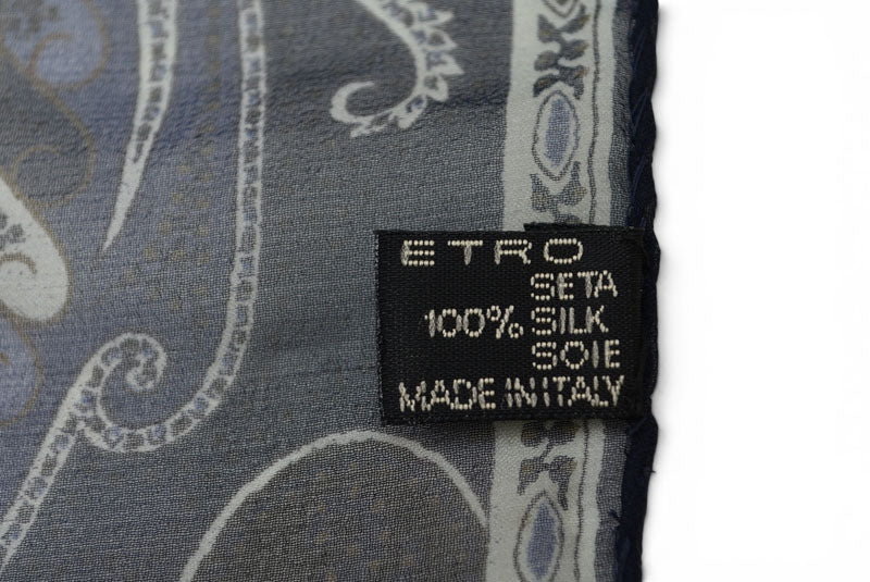 エトロ スカーフ ペイズリー柄 ネイビー系 ETRO ヴィンテージ フリンジ ショール ストール メンズ レディース【中古】