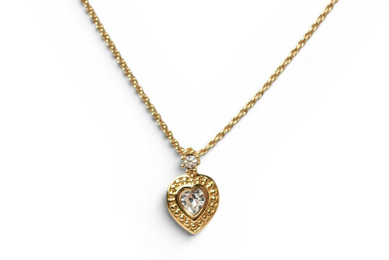 クリスチャンディオール ネックレス/チョカー Christian Dior ヴィンテージ ハートモチーフ ラインストーン ゴールド【中古】