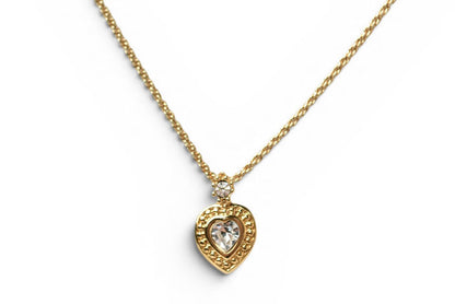 クリスチャンディオール ネックレス/チョカー Christian Dior ヴィンテージ ハートモチーフ ラインストーン ゴールド【中古】