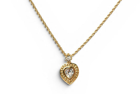 クリスチャンディオール ネックレス/チョカー Christian Dior ヴィンテージ ハートモチーフ ラインストーン ゴールド【中古】